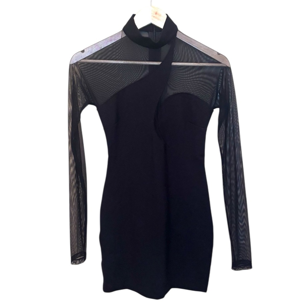 CCO Marciano Asymmetrical Mesh Sleeve Dress